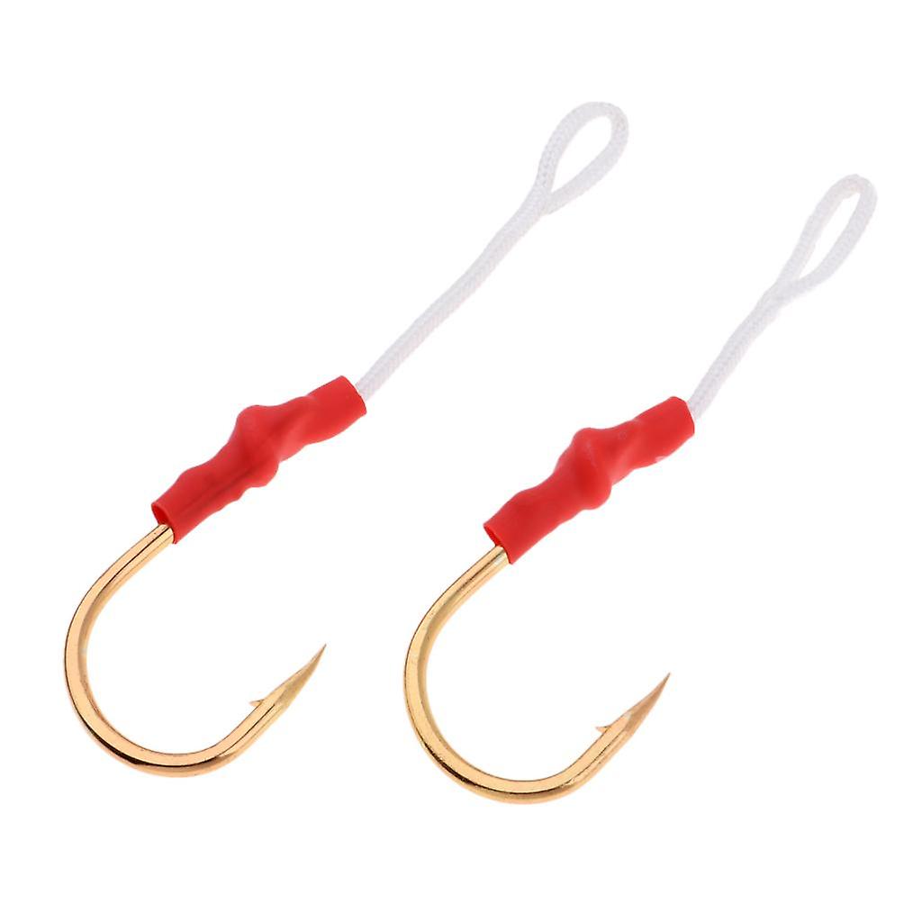 2 Pieces Jigging Assist Hooks Assist Fishing Hooks with White PE Line 012