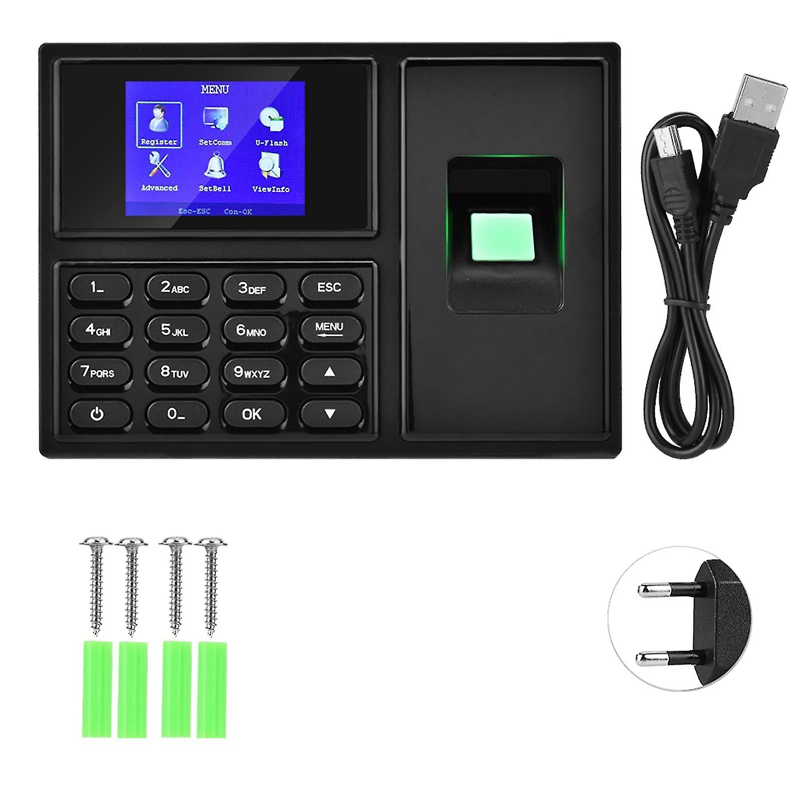 100-240V A4 2.4in Biometric Fingerprint Password Attendance Machine With Battery(eu Plug)