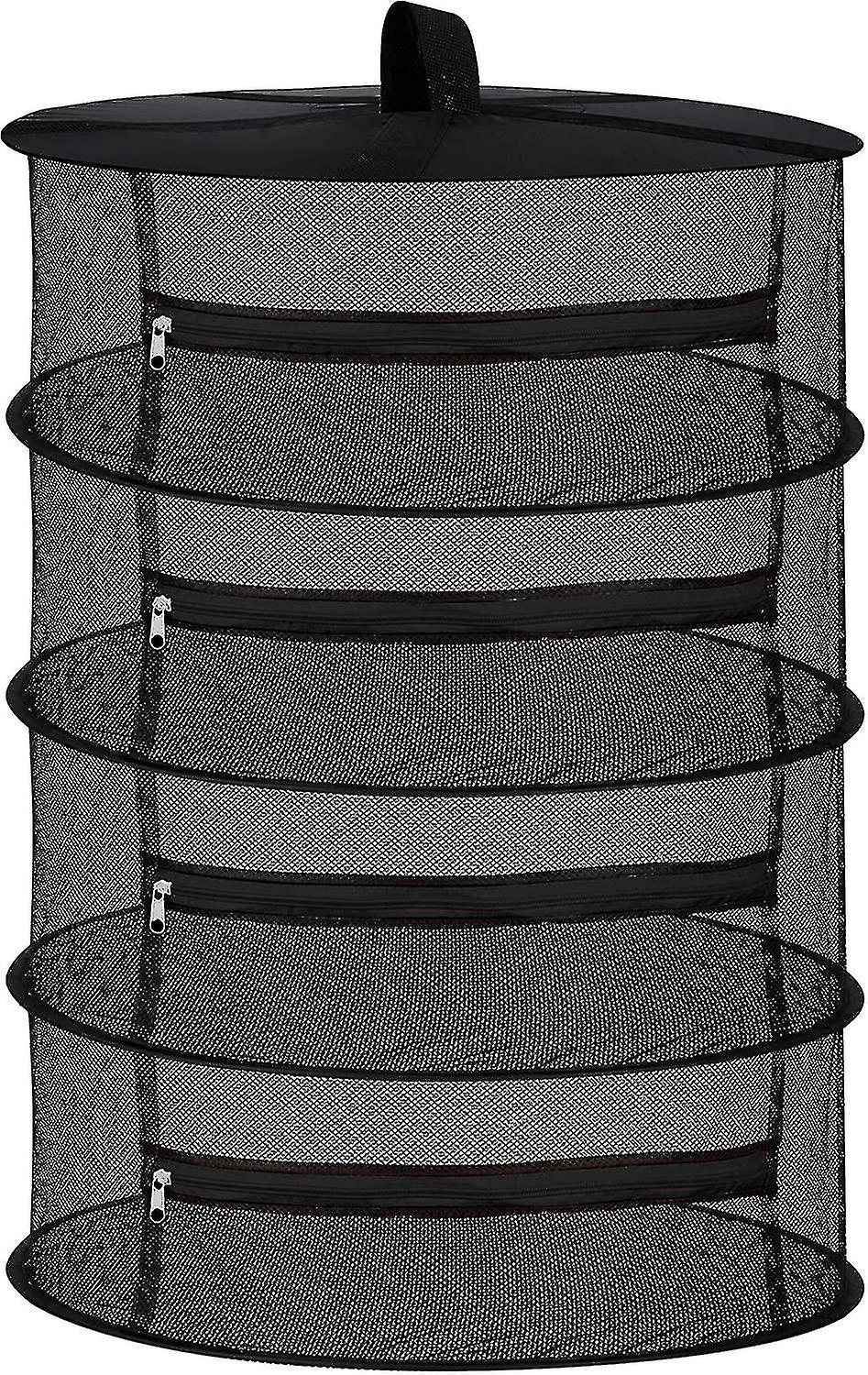 4 Layer Hanging Mesh Dry Herb Dryer Net With Zippers Black