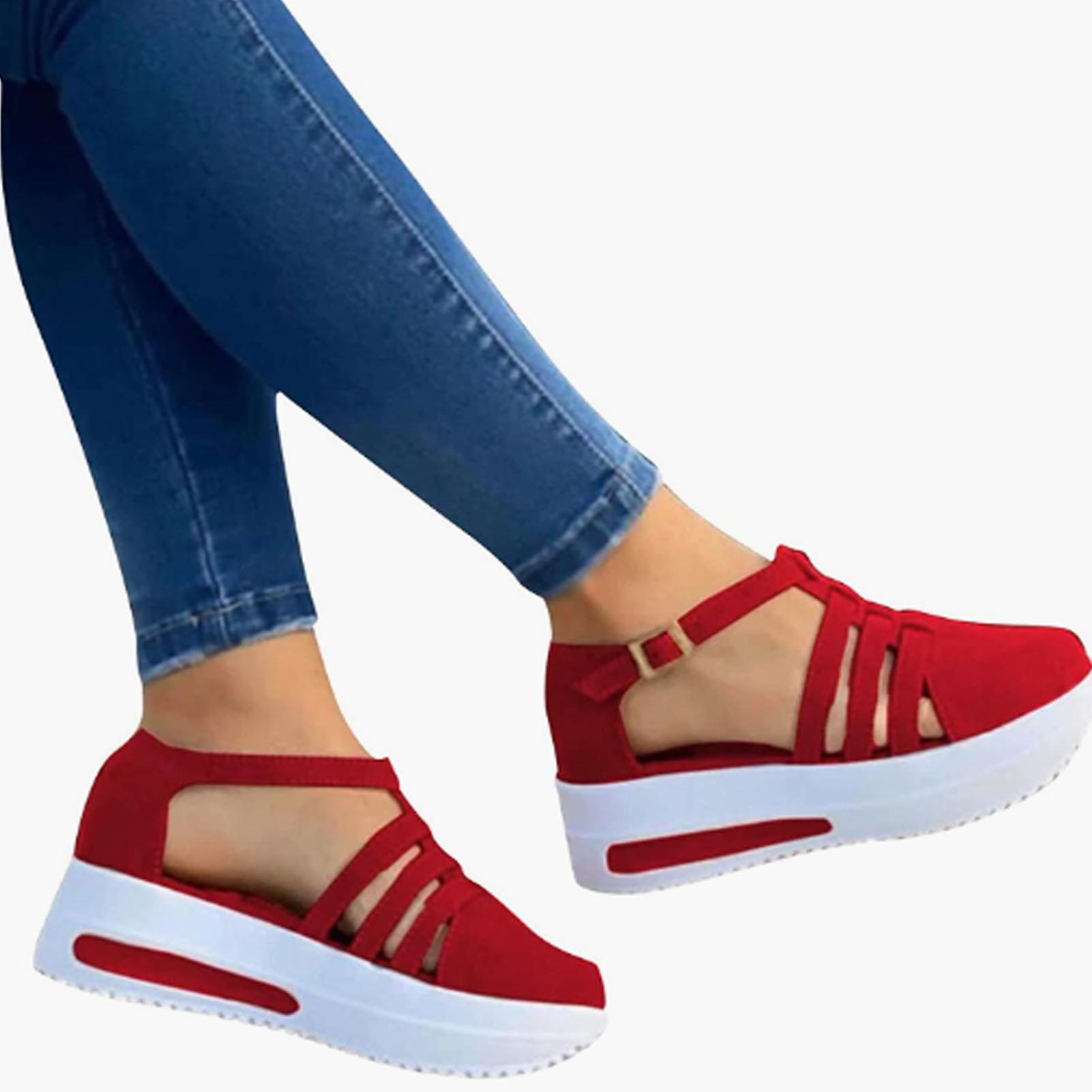 Kadın Takozlar Elbiseli Sandaletler Düz Renk Takozlar Sandalet Hediyesi Noel Doğum Günü Yeni Yıl İçin