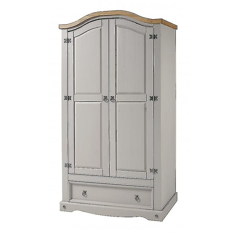 Corona Grey Wax 2 Door 1 Drawer Wardrobe