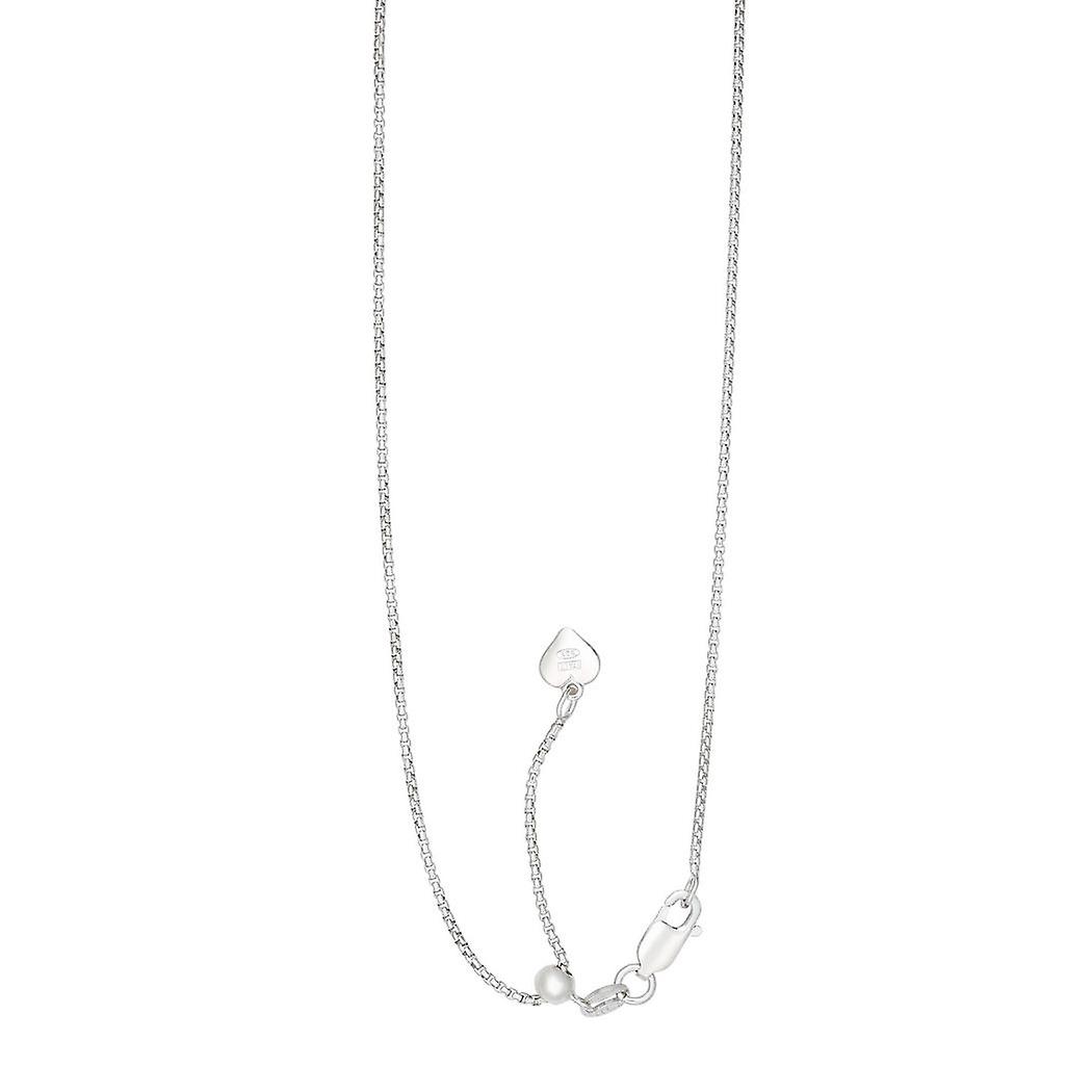Silver With Rhodium Finish 1.2mm Polished Round Adjustable Box Link-Round-Box Chain Necklace With Lo Chain-Necklace for