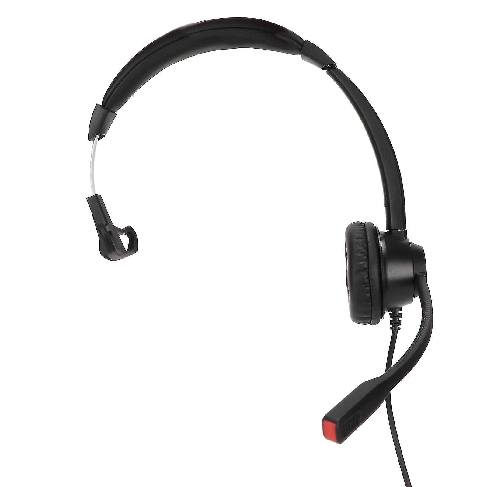 Noise Cancelling Telephone Headset Single Ear PC Communication Black