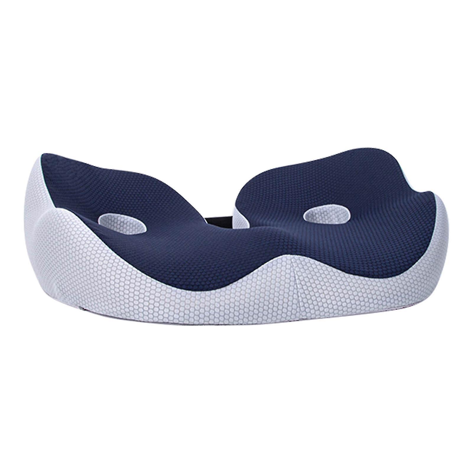 Soft, Comfortable and Breathable Seat Cushion, Curved Chair Pad with Buckle for Office Work, Dark Blue, 48 x 39 x 14 cm (Approx.)