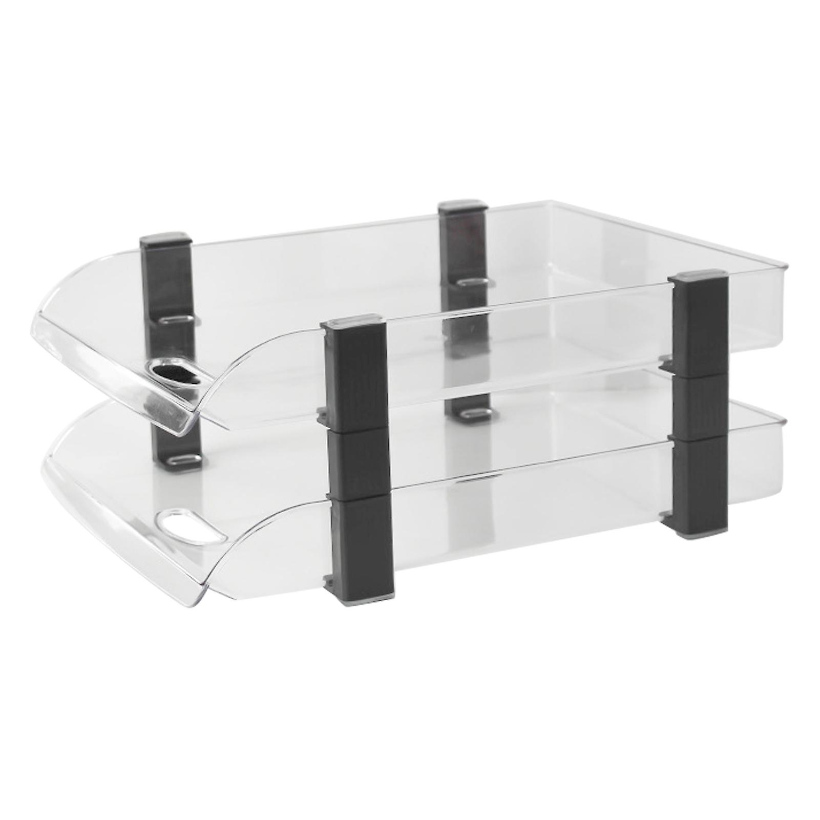 Office File Storage Rack Layered Classified Documents Rack Acrylic Office Storage Rack Transparent 2 Layers 280x372x144mm