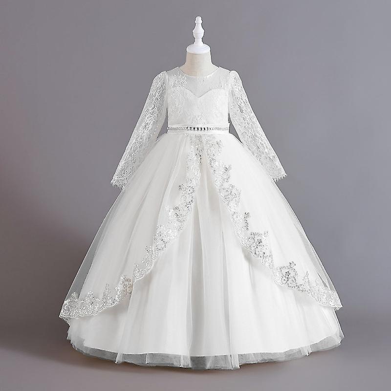 Girls' Stunning V-Back Tulle Ball Gown - Luxury Pageant Dress For Ages 2-12, White (Size 8) - View #13