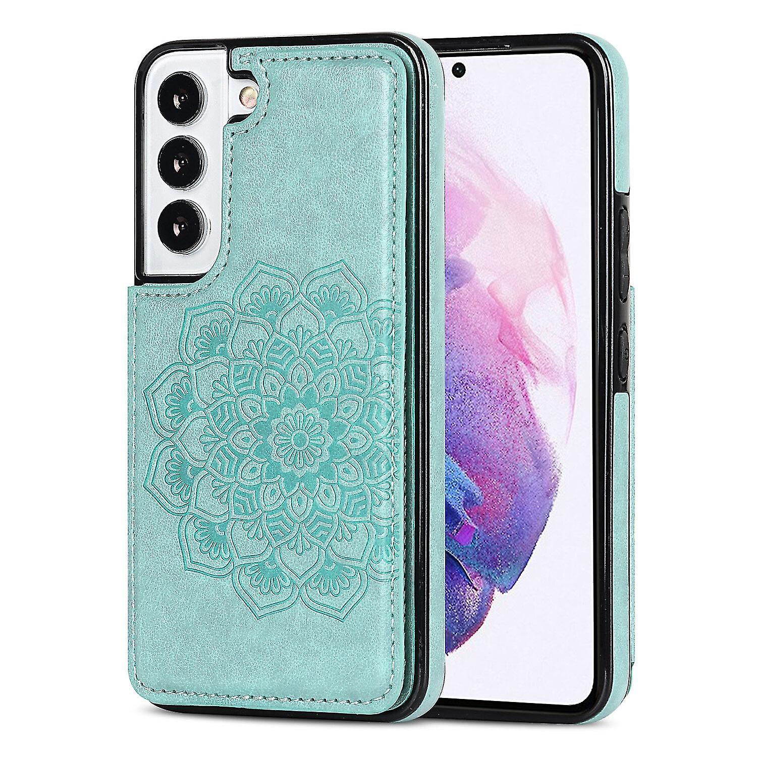 Elegant Flower Pattern Case For Samsung S23 With Card Slots, Pu Leather Material, Double Buttons, Wallet Function, Fall Protection, Stand Function