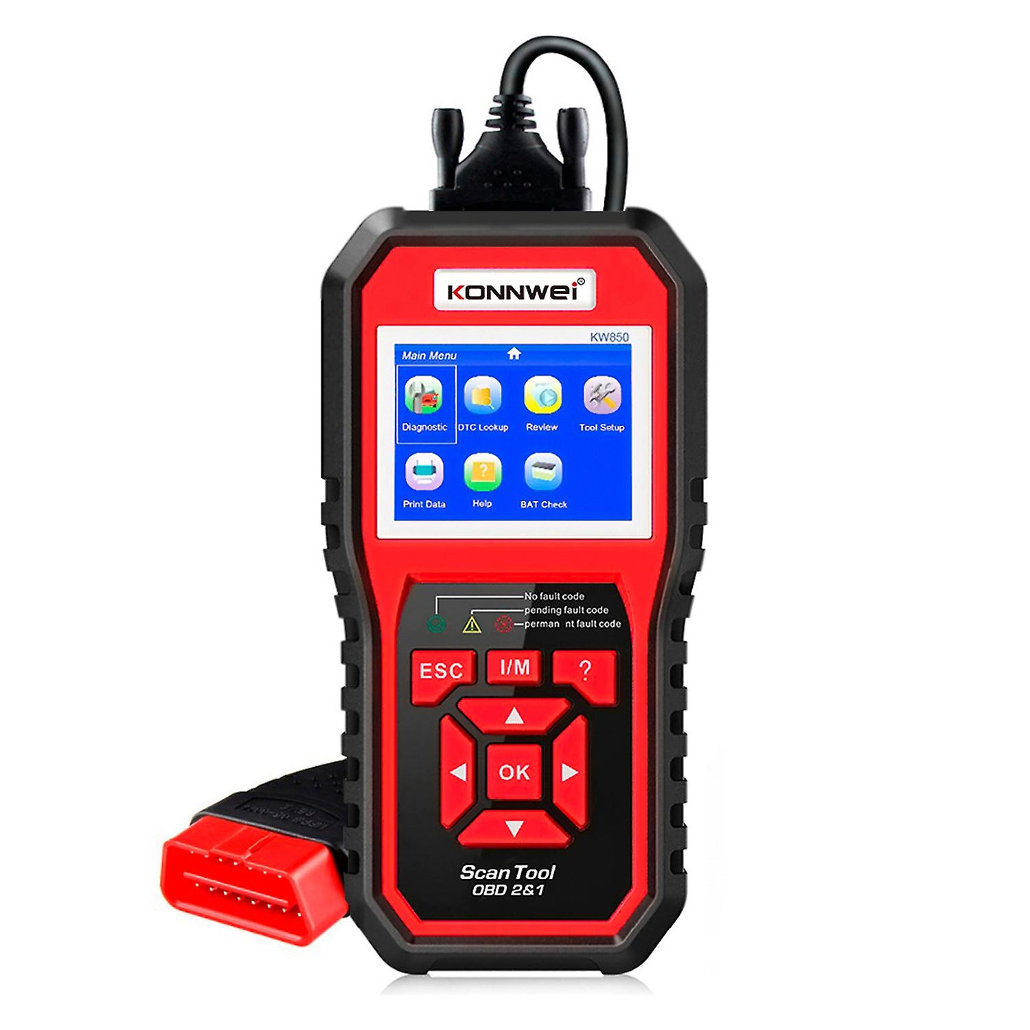 Red Konnwei Kw850 Obdii Scanner Auto Code Reader Diagnostic Check Engine Light Scan Tool For Obdii Cars Large