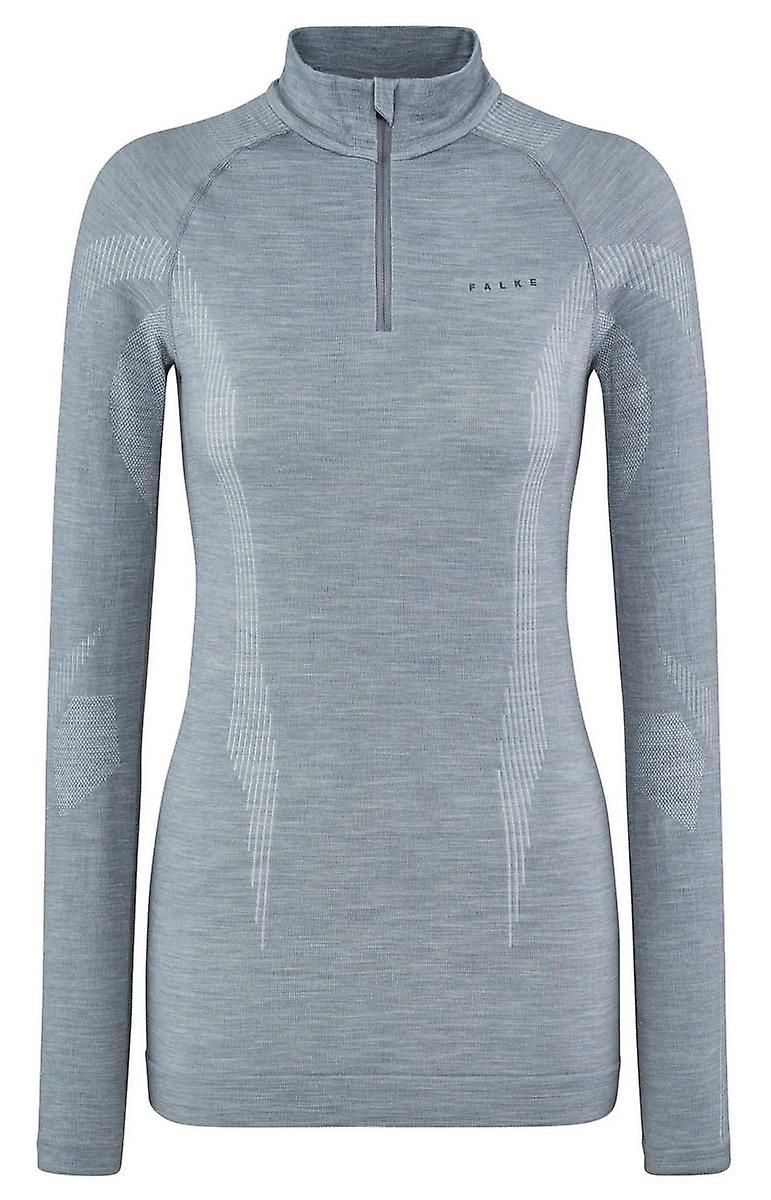Falke Long Sleeve Zip Wool Tech Shirt - Grey Heather