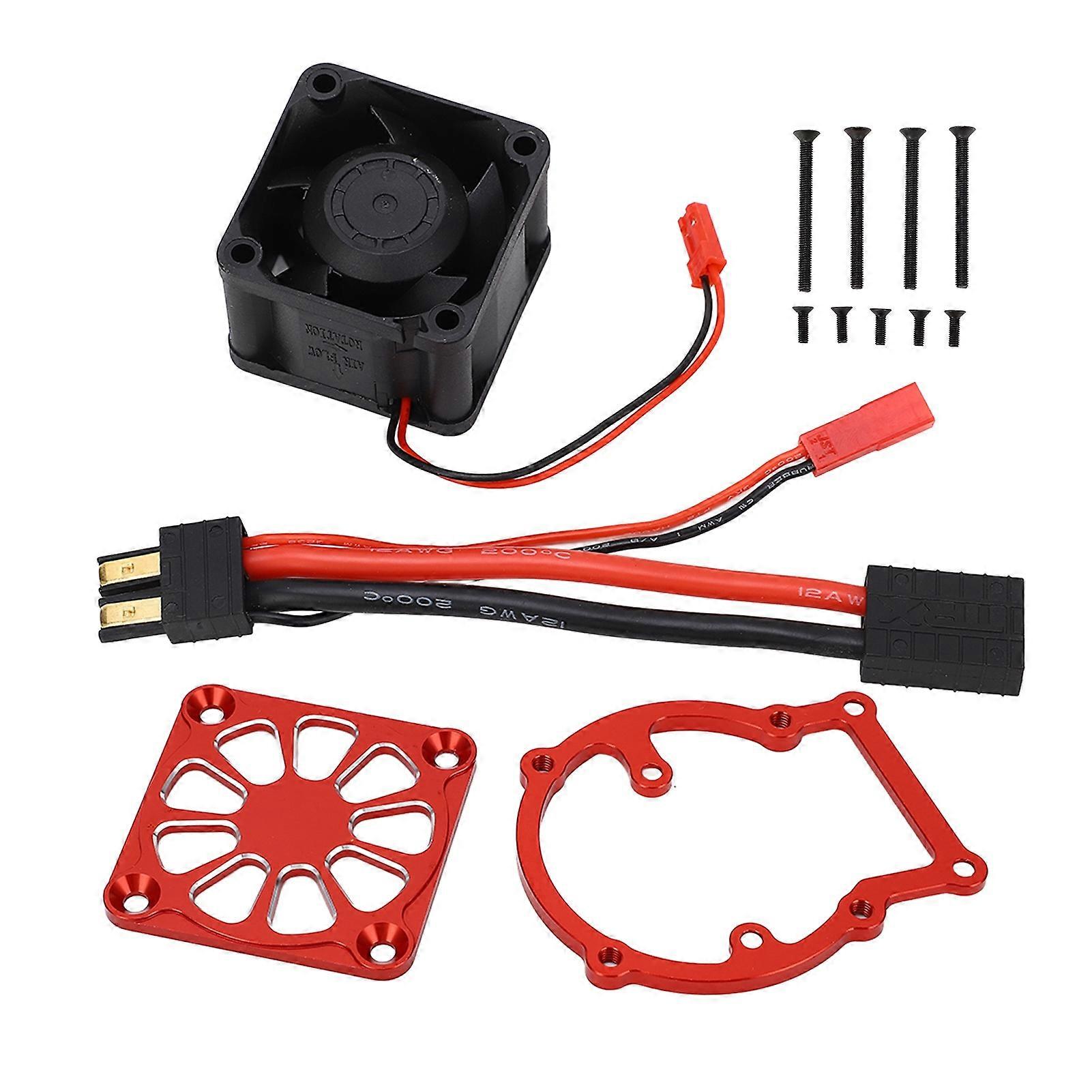 21000RPM Aluminum Alloy RC Cooling Fan Heat Sink for RC TRAXXAS 1/8 4WD SLEDGE 8-12V Motor Red