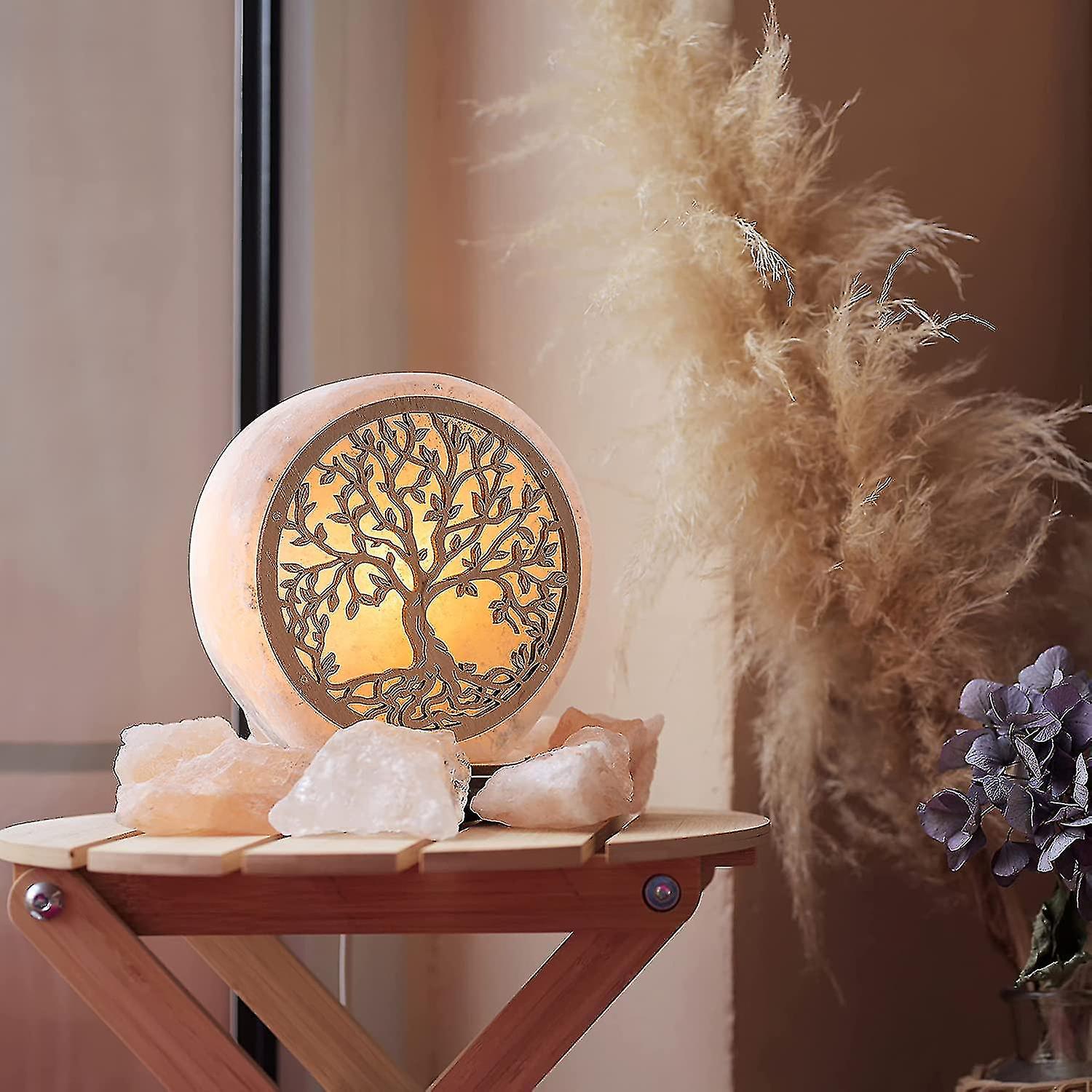 مصباح الملح شجرة الحياة H 10 سم، 900 جم - مصباح ضوء ليلي فريد من نوعه - أفكار هدايا العطلات - غرفة باردة Dcor-ksize