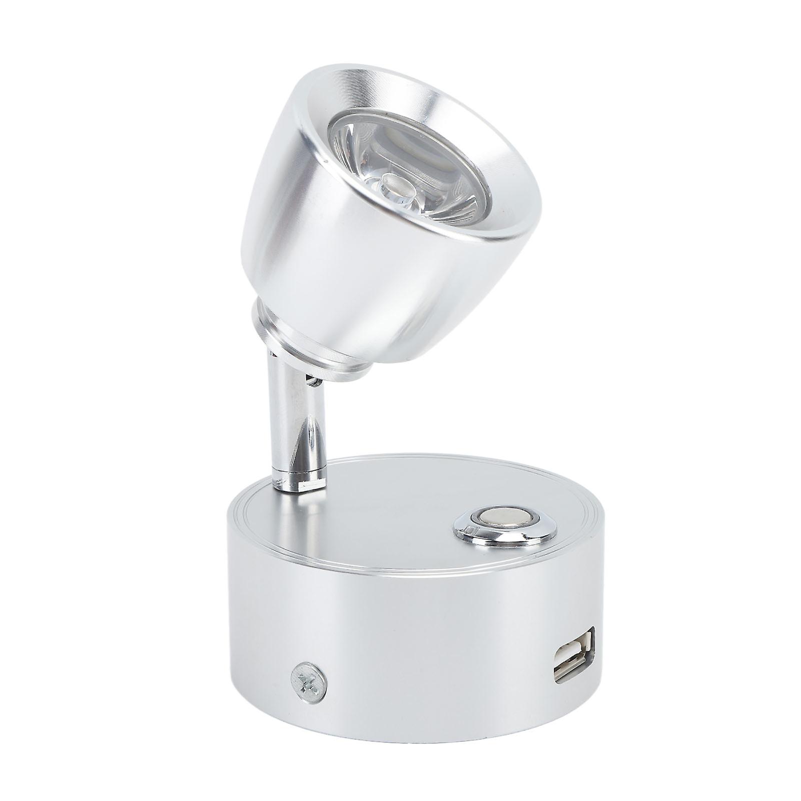 Luce di lettura per camper LED Lampada da comodino per interni Barca Yacht USB Ricaricabile Lampada tattile regolabile T DC12 a 24V Argento 