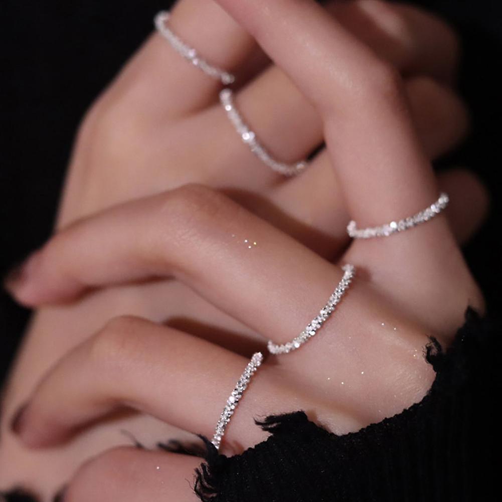 Bright Silver Explosive Ring Female Non-fading Niche Design Silver Plated Simpl