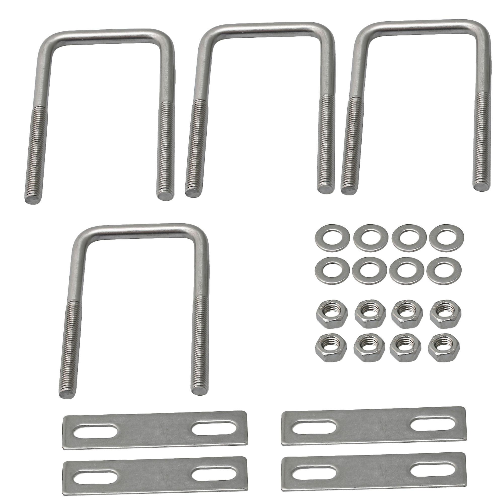 4Pcs Square U-Bolts M8 110x45mm LxW Stainless Steel with Nuts Washers