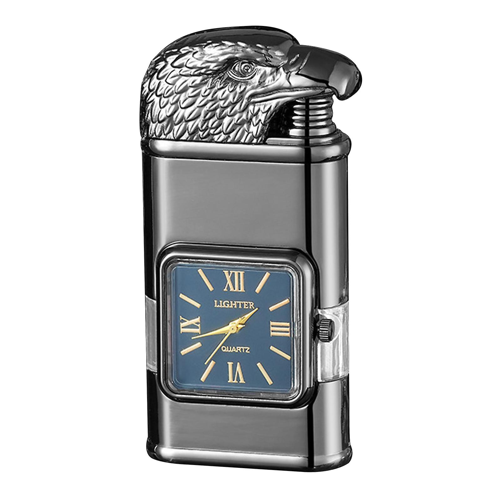 Briquet gaufré personnalisé avec montre léger Portable briquet cadeau pour l’anniversaire Aigle noir