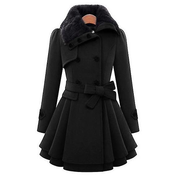 Women's Slim Long Woolen Coat Double-breasted Woolen Coat