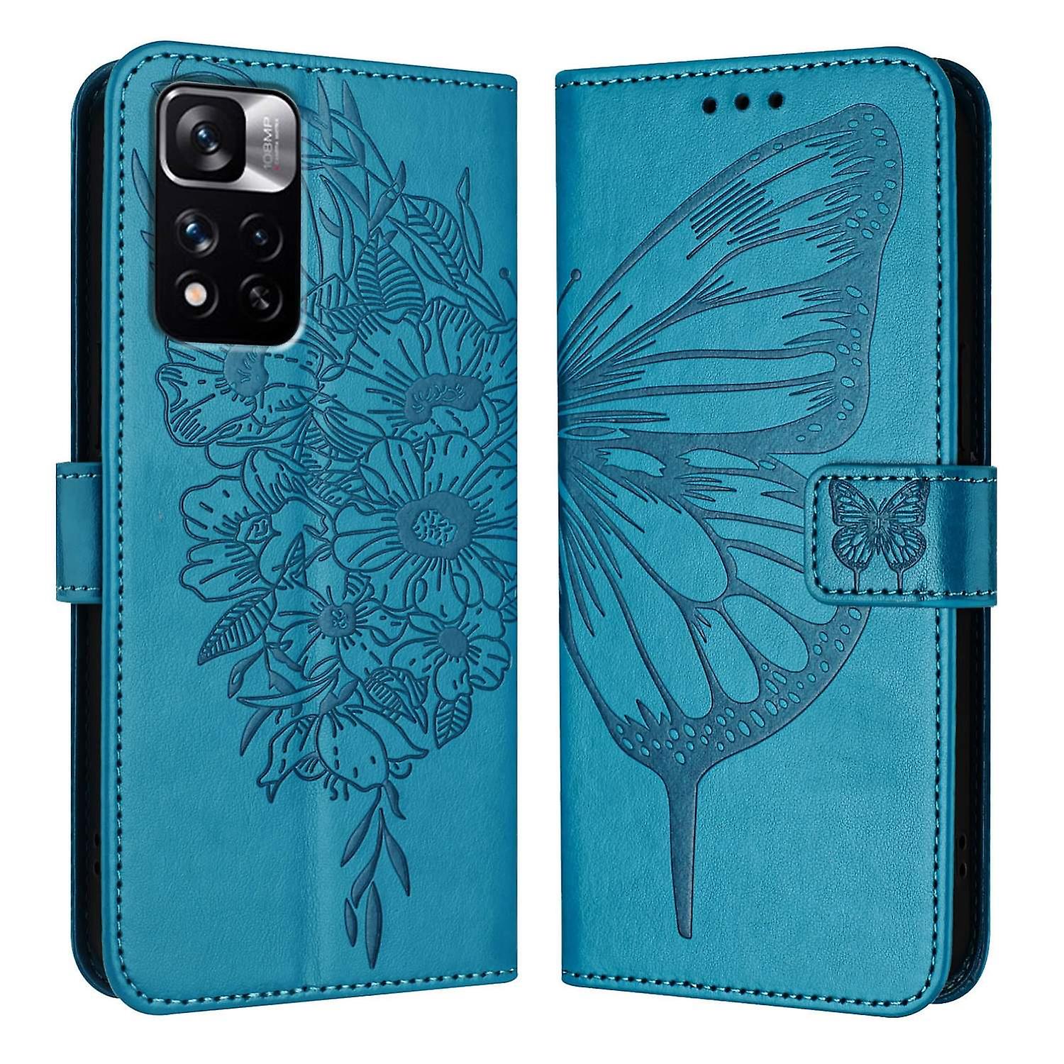 Embossed Butterfly PU Case For Xiaomi Poco X4 NFC