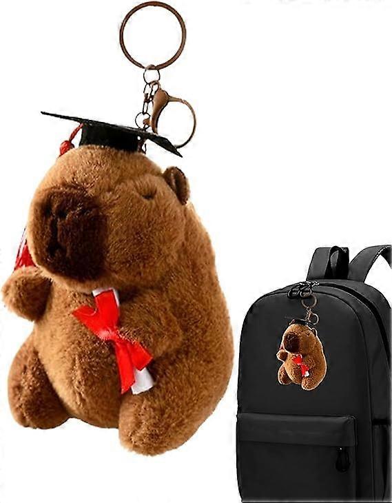 Grad Capybara Plush Pendant - Realistic Capybara Stuffed Animals Keyring Pendant - Capybara Plush Keychain for Graduation
