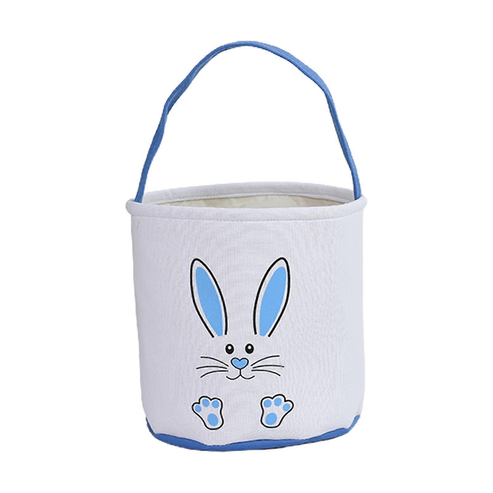 Easter Bunny Basket Tote Print Foot Prints Bucket with Handle Portable for Home Festival Party Candy Egg Storage Container