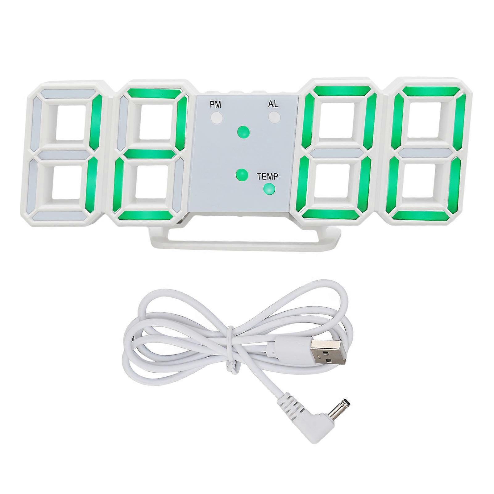 3D Digital Alarm Clock with Temperature Display Mute Snooze Function Brightness Adjustable 3D LED Desk Digital Wall Alarm Clock