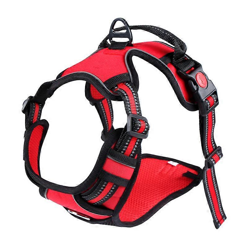 Chest Harness Dog Leash, Vest Type Reflective Explosion-proof Red Pet Leash