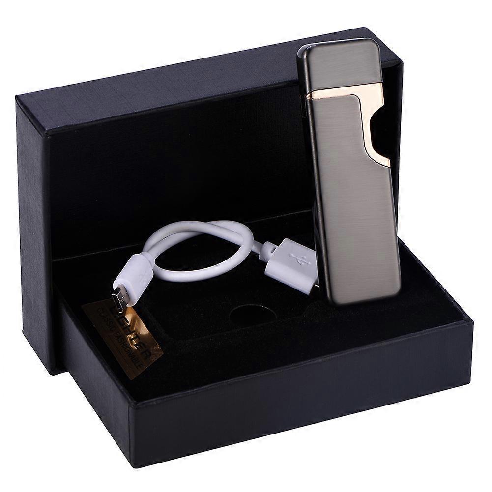 Ultra-Thin Electric USB Rechargeable Fingerprint Touch Sensor Cigarette Lighter (Black)