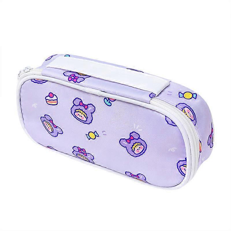 Practical Portable Pencil Case Cute Cartoon Bear Rabbit Print Pencil Case For Elementary School Students