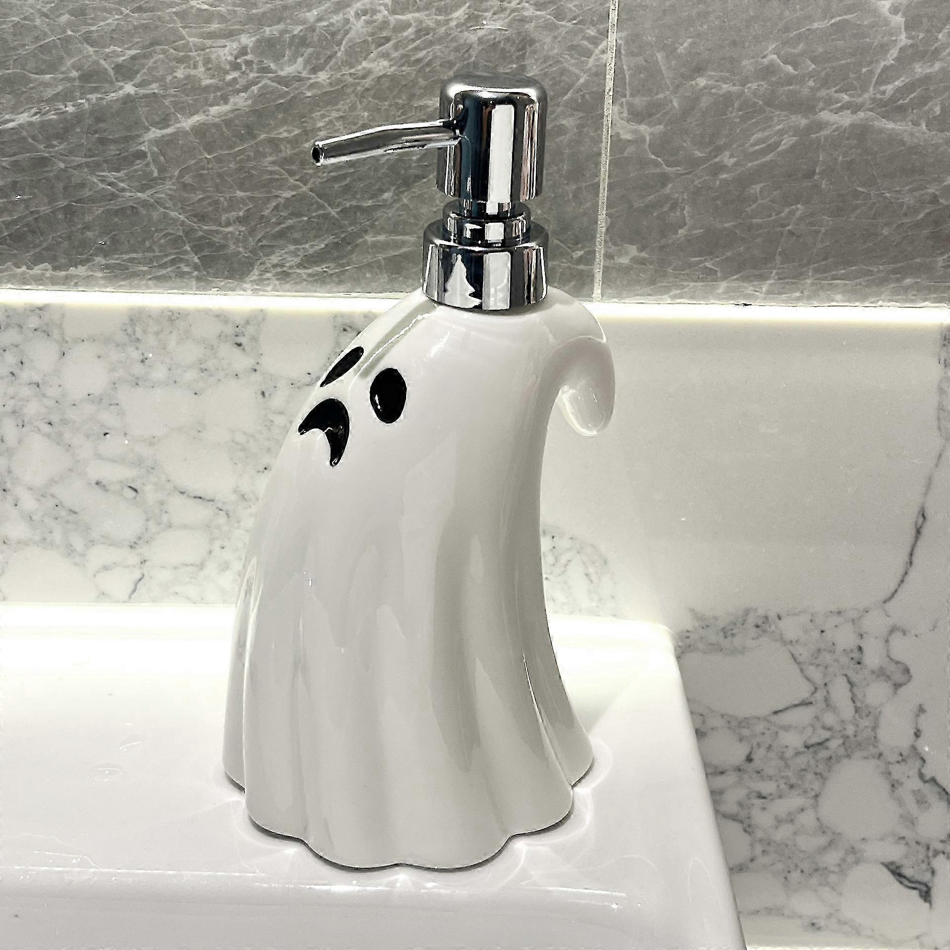 Gothic Ceramic Ghost Soap Pump, 13.2 oz, Halloween Bathroom Accessories