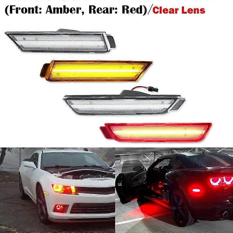 Car Front & Rear Sidemarker Lamps Amber/White Red for 2010-2015 Chevy Camaro Front Bumper LED Fender/Side Marker Blinker