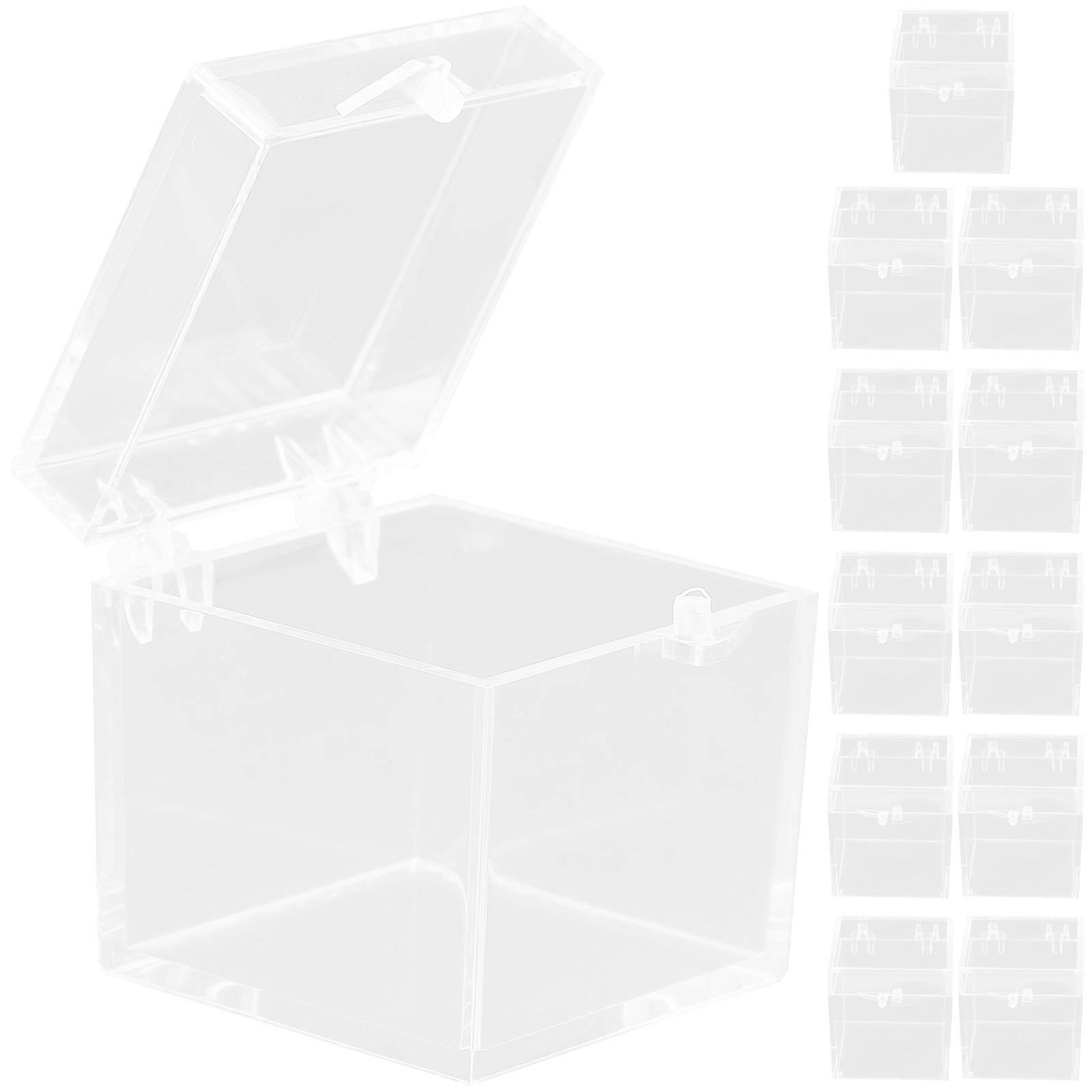 12pcs Transparent Mineral Sample Display Box Cube Specimen Storage Boxes Display Box