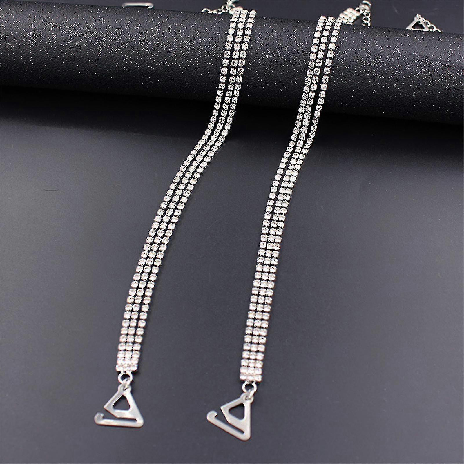 حمالة صدر حجر الراين حزام غير مرئي حزام الكتف قابل للتعديل عدم الانزلاق حمالة صدر حزام حمالة الصدر قمم اللباس النساء الفتيات ، فضي إيفان