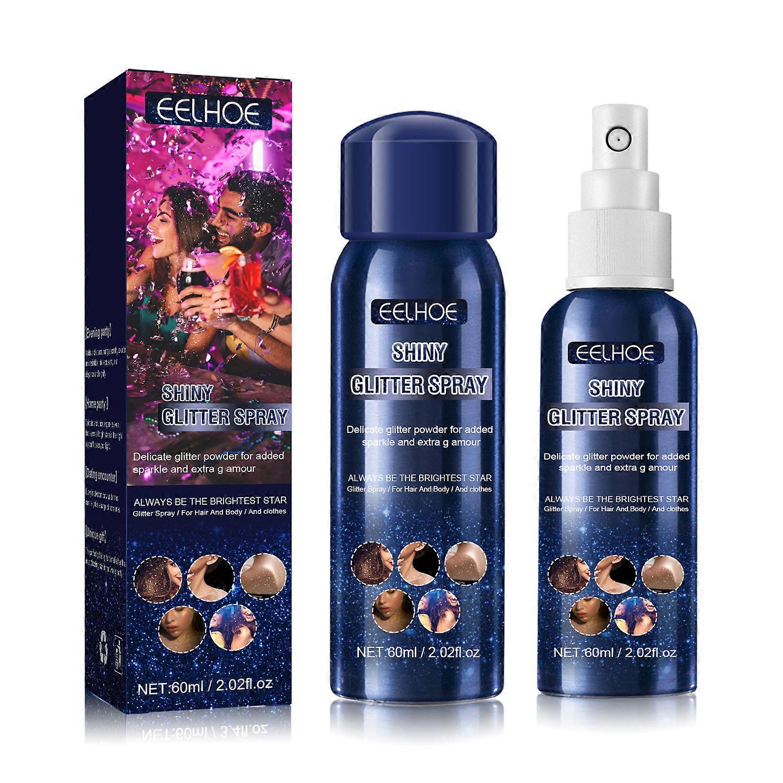 EELHOE 60ml Shiny Glitter Spray για Μαλλιά Ρούχα Σώματος Halloween Night Club Party Glitter Powder Μακράς Διαρκείας Λαμπερό