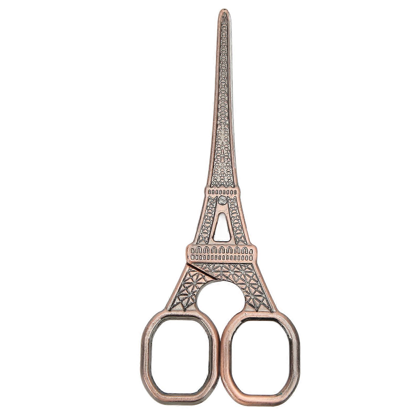 Embroidery Scissors Red Copper Color Tower Pattern Retro Style Moderate Size Stainless Steel Fabric Cutting Tool