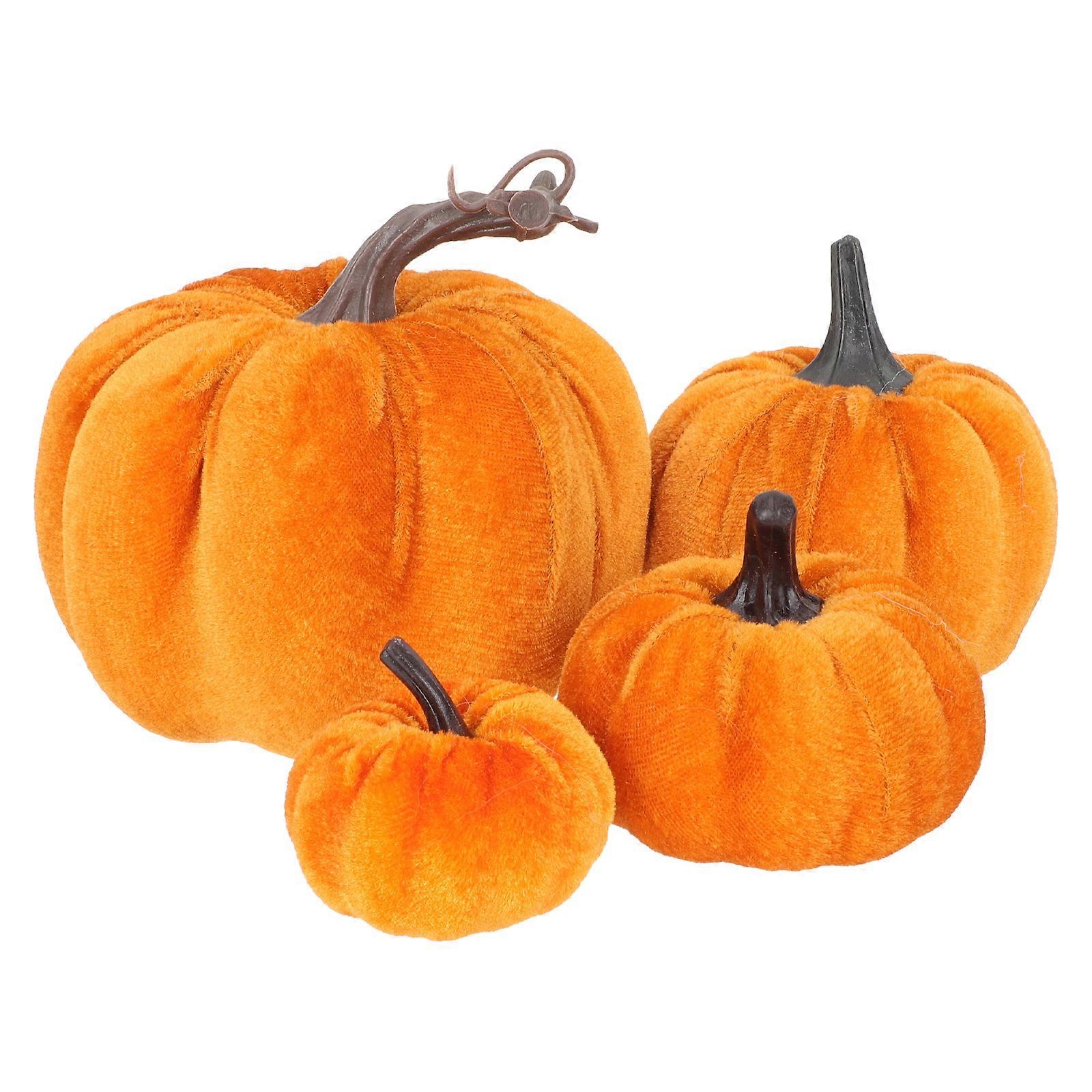 4pcs Artificial Pumpkin Decors Simulated Pumpkin Ornaments Desktop Layout Decors