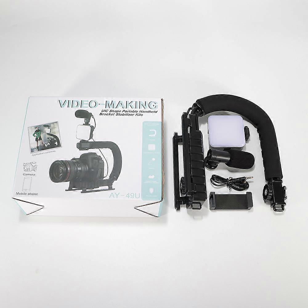 Universal Photography Video Handheld Vlog Stand Stabilizer Kit LED Light Microphone Remote Shutter Phone Camera Video Recording