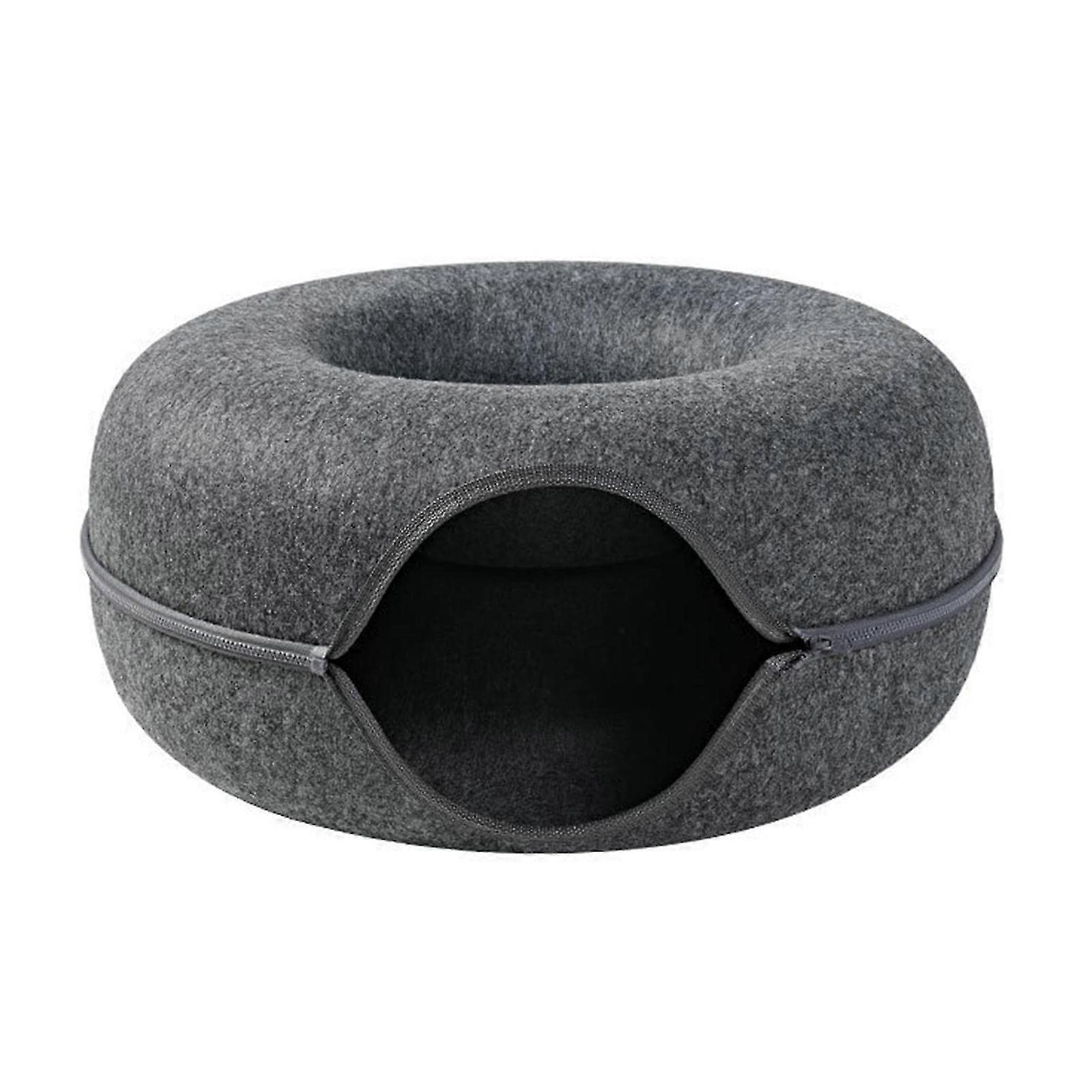 Removable Round Cat Nest- Donut Felt Pet Nestsemi-closed Washable Cat Tunnel Nest