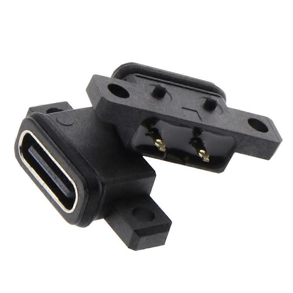 50PCS USB Type C Waterproof Connector Dock Type-C 2Pin Female Power Charging Port Jack Socket With Screw Hole Rubber Ring