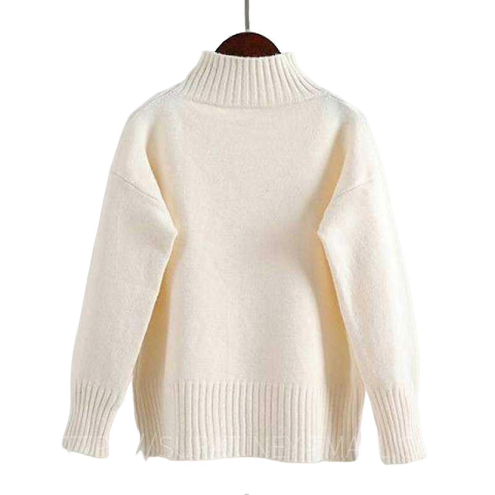 Thickened Pullover Oversize Top Winter Solid Color Loose Knit Sweater Suitable For Going Shopping Wear