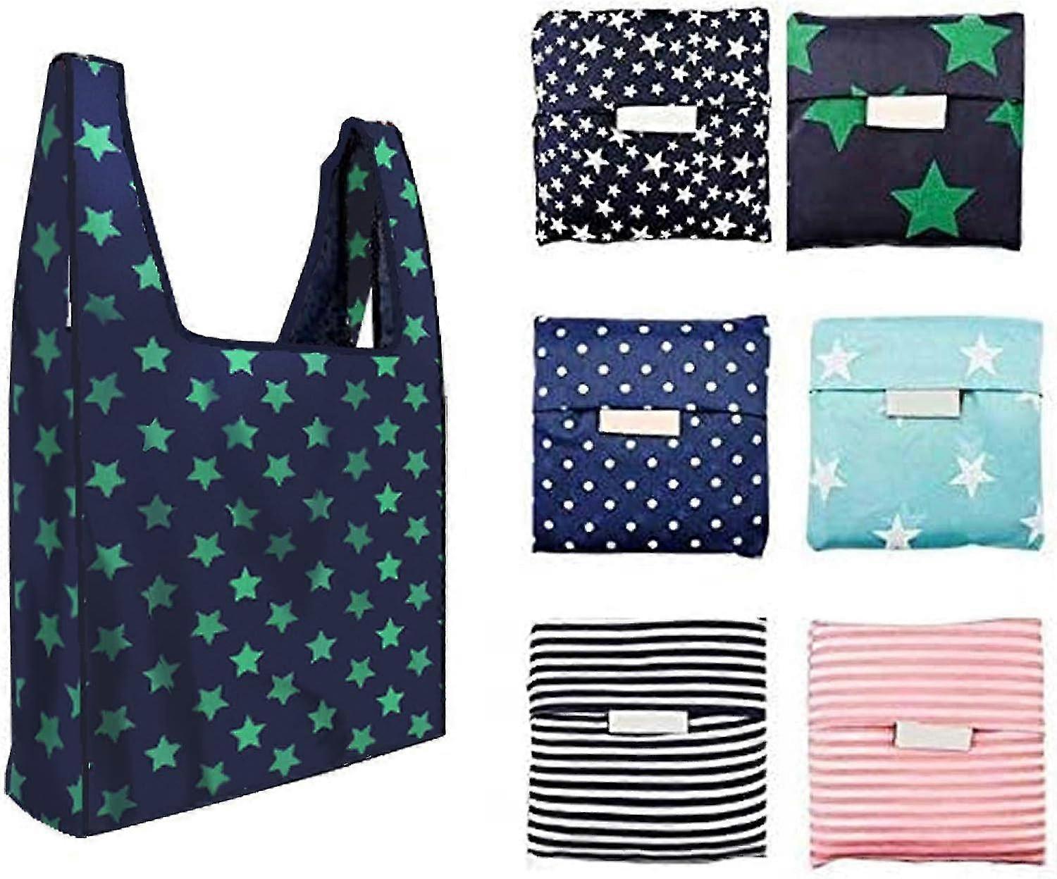 6 pezzi riutilizzabili borse della spesa pieghevole, lavabile borsa della spesa, capacità di peso 35 libbre, borsa da borsa ecologica si adatta in ...