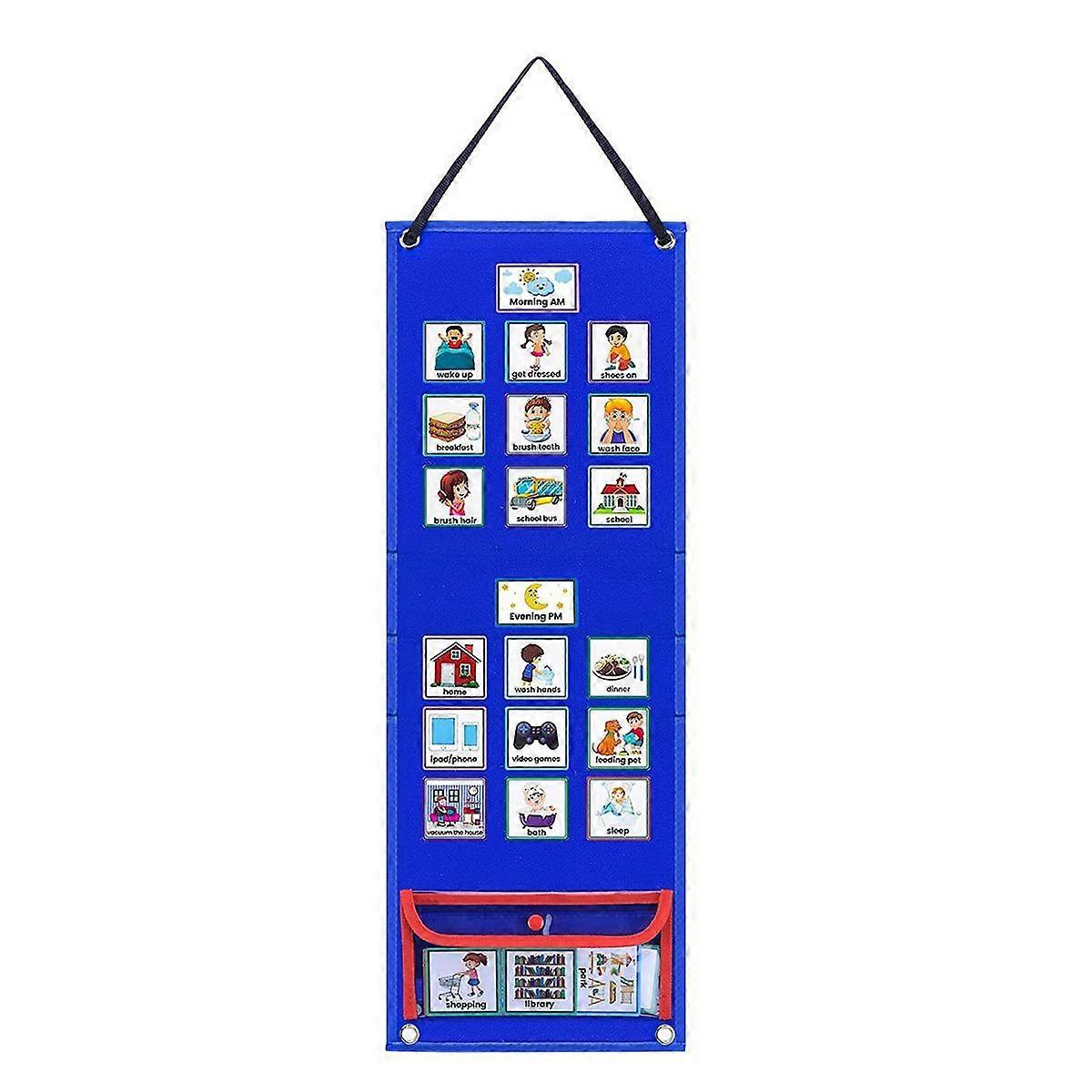 Visual Schedule for Kids Daily Routine Chart with 70 Cards Calendar Pocket Autism Learning Behavior