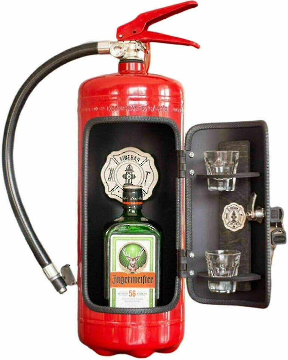 Fire Extinguisher Mini Bar Wine Box, Novelty Liquor Wine Cabinet Storage Boxes Fireman Men's Gifts Home Decoration