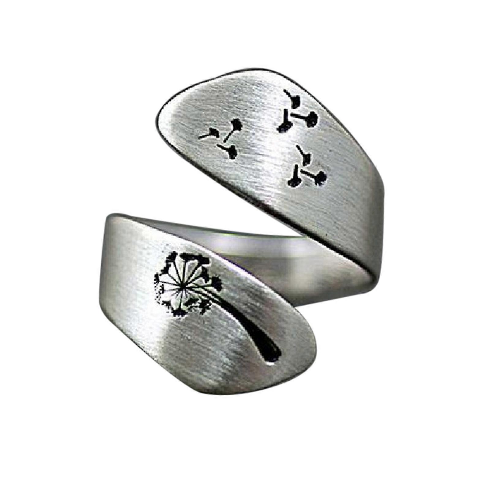 Unique Dandelion Wrap Open Band Ring Engagement Anniversary Ring Adjustable