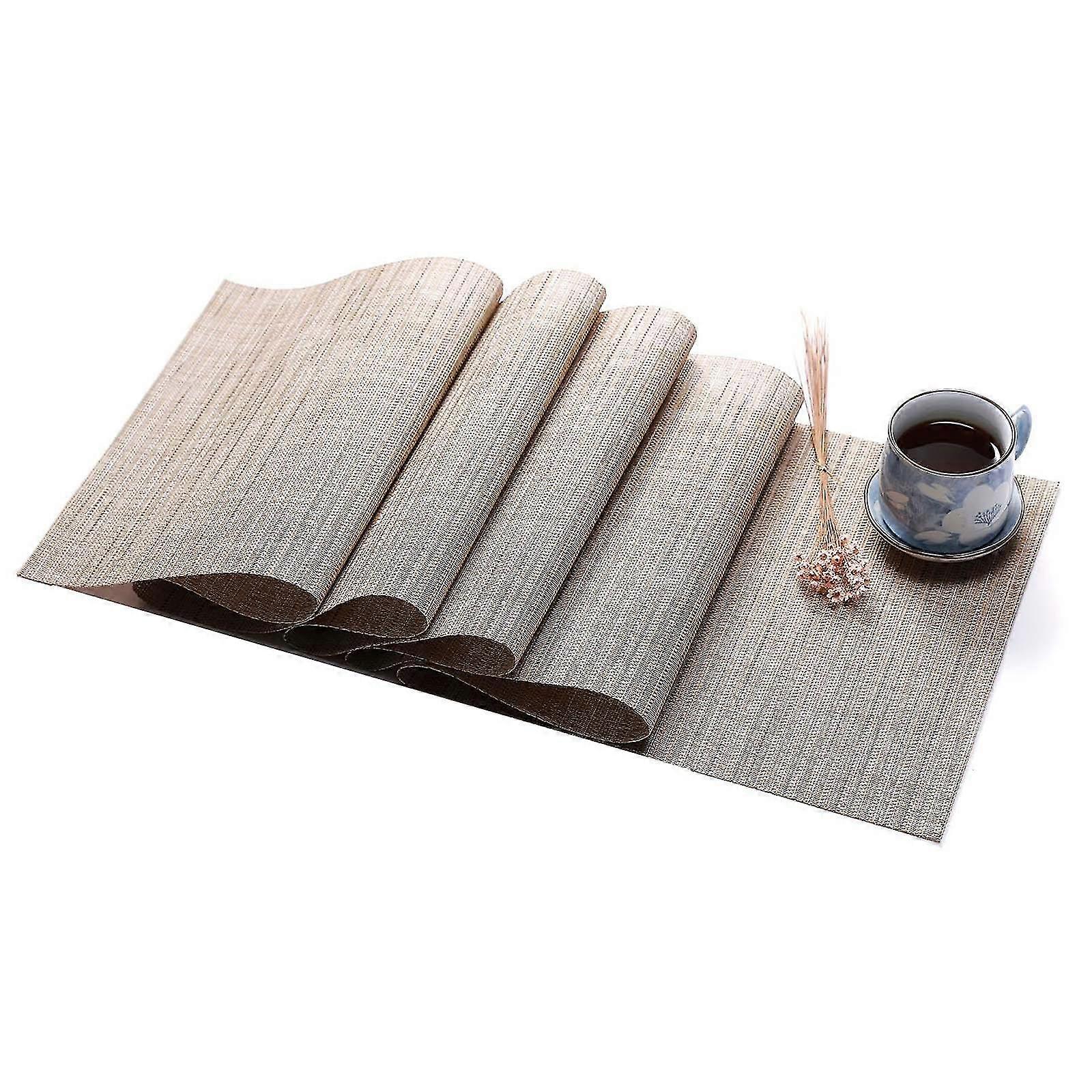 Pvc Woven Table Runner For Home Dining Table, Easy To Clean And Anti-fading (beige, 180*30cm)
