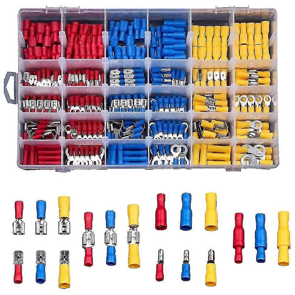 480pcs Spade Terminals Insulated Cable Connector Electrical Wire Crimp Butt Ring Fork Set Ring Lugs