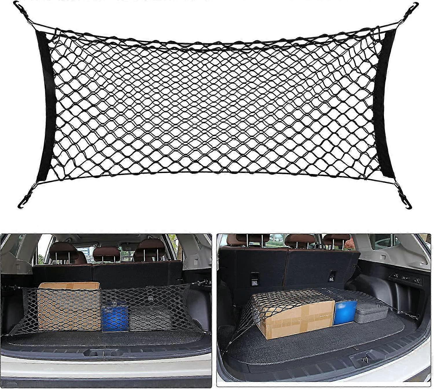 Rear Cargo Net For Suv, 35''- 48'' Heavy Duty Trunk Cargo Net Elastic Storage Organizer Mesh Net For Cars Suv