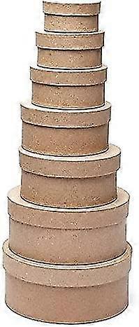 Paper Mache Round Box Set-(7 Pieces)