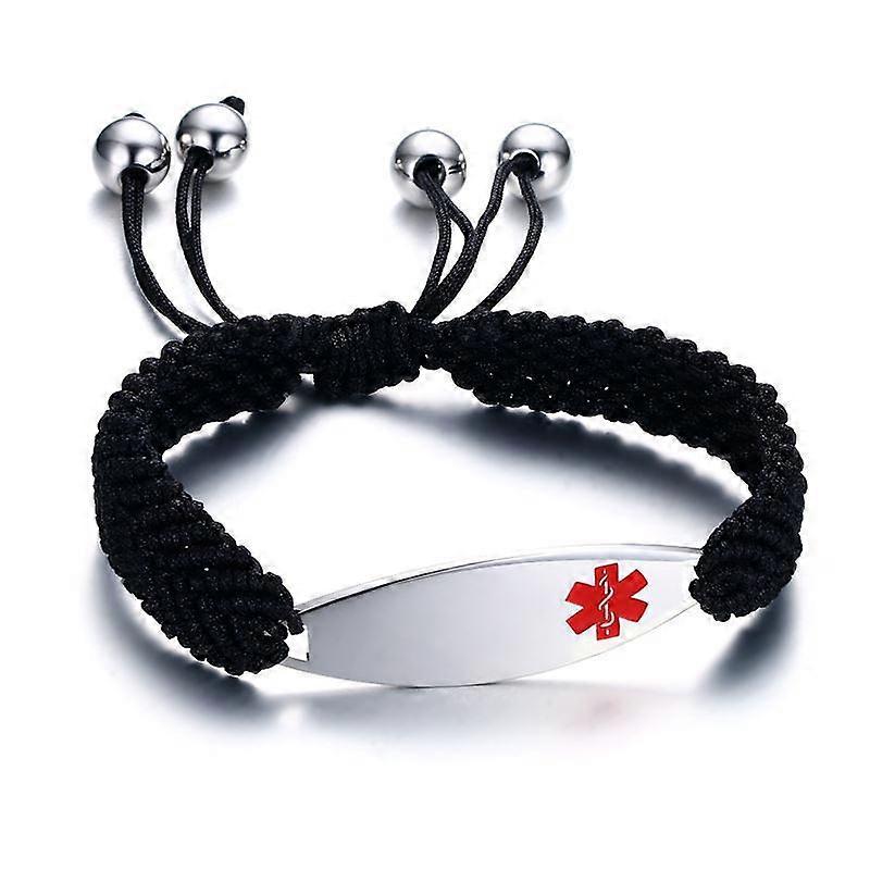 Medical ID Alert Bracelet with Black Adjustable