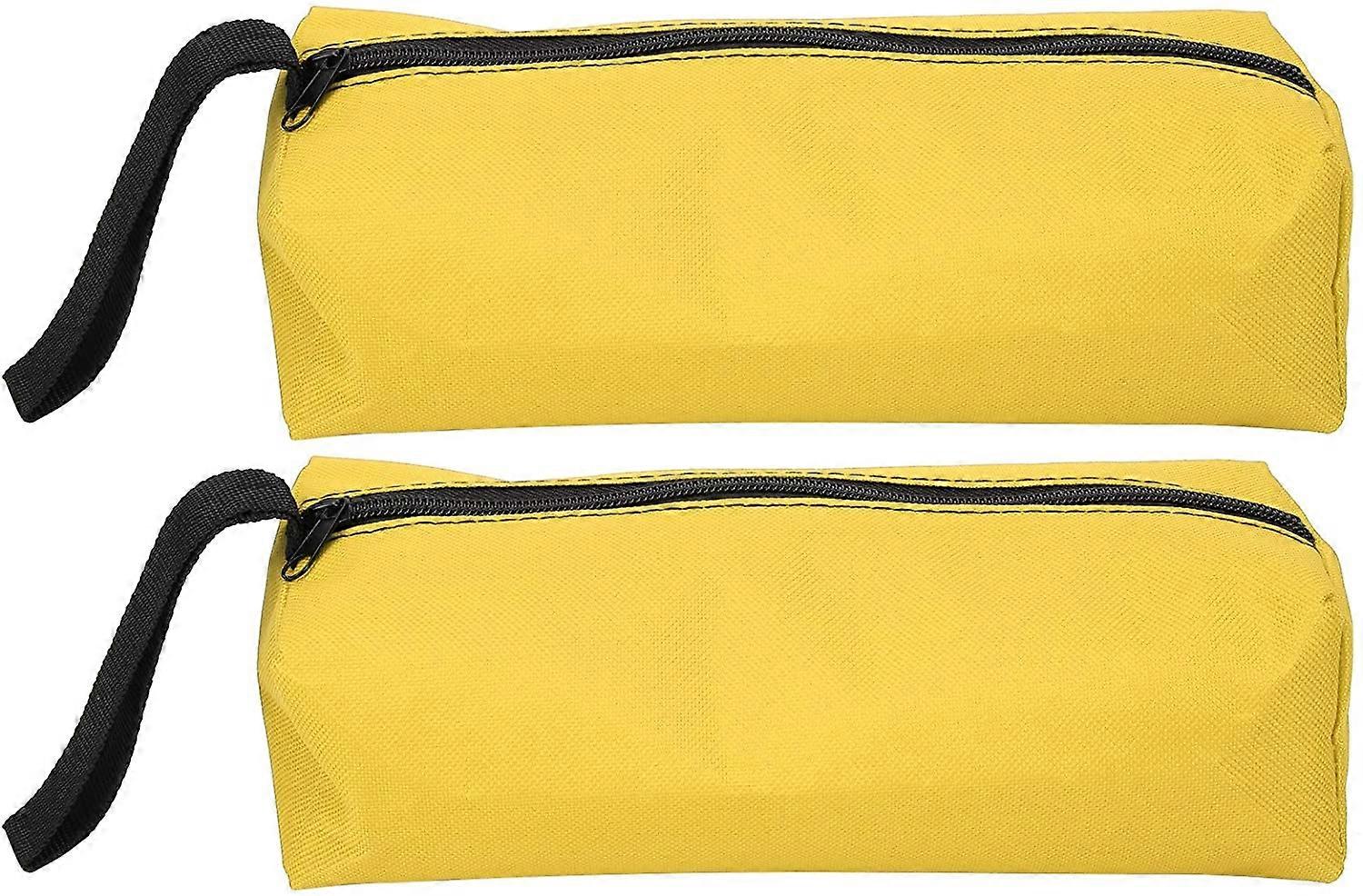 2 Pieces Empty Tool Bag Small Portable Tool Bag Tool Storage Bag Canvas Multifunctional Tool Bag Zippered Multipurpose Organizer (Yellow)