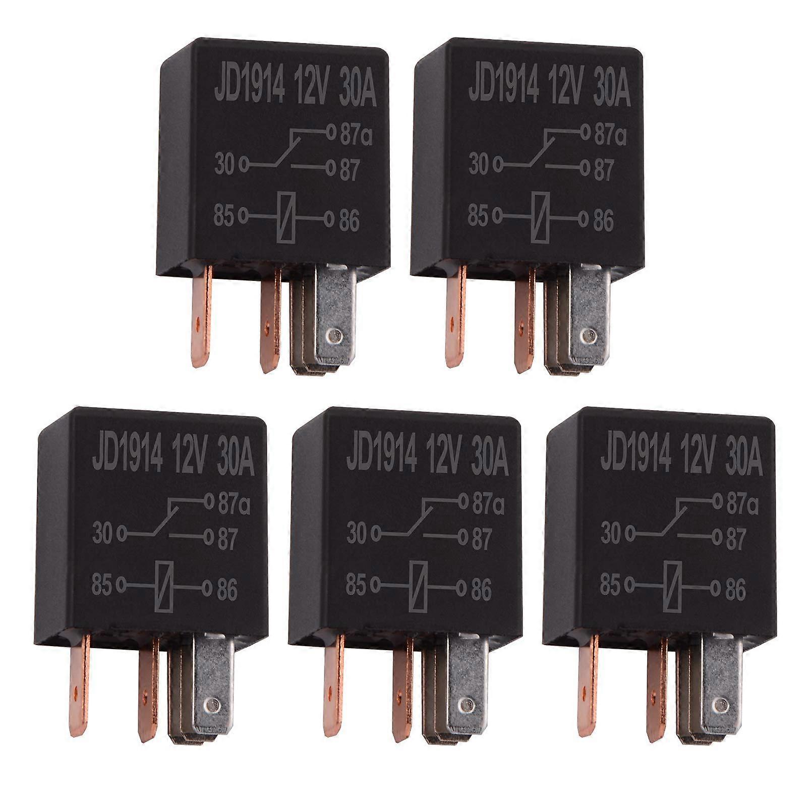 5 Pieces Relay 12V 30A 5 Pin, SPDT Multi-Purpose Relay Heavy Duty Standard Relay 5 Pin 12VDC, Car Relay