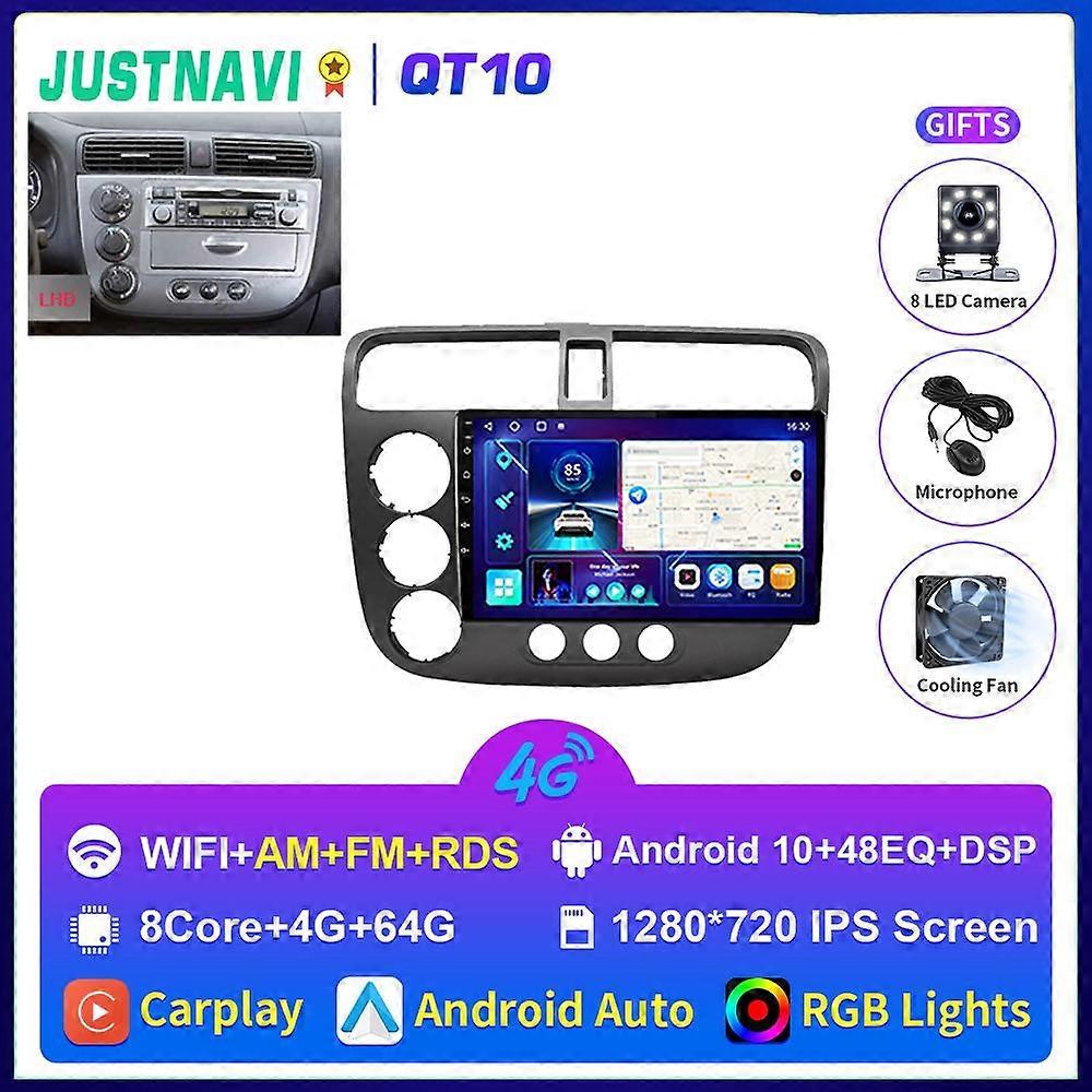 For Honda CIVIC 2000-2006 2din Android 10 Car Radio Multimedia Player Video GPS Navigation Carplay Audio for Cars 2din